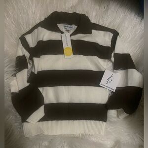 Design History  kids Bold Striped Sweater - Brown and White
